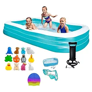 NU Alpha 10 feet Swimming Pool Inflatable Bath Tubs for Adults Spa Swimming Bath Tub with Free Swimming Accessories for Kids Family (with Air Pump)