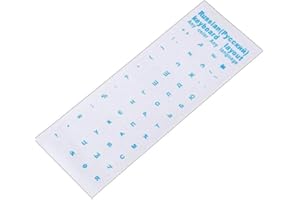 Jkapagzy 2 x Universal-Tastatur-Aufkleber, Layout für Notebook, Tastatur, Schlüssel, russisch, transparenter Hintergrund mit blauem, rot-weißem, schwarzem Schriftzug