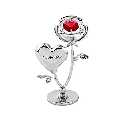 BARGAINS-GALORE Cristal Ornement Ensemble Cadeau Crystocraft avec Cristaux Swarovski Strass Fleur Rose