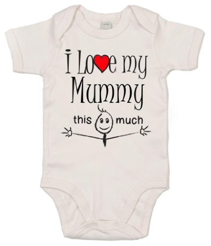 IiE, I love my Mummy this much, Baby Unisex Boy Girl, Bodysuit, 0-3m, White