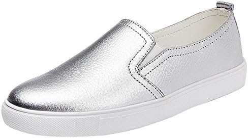Rawdah Women Leather Fashion Ballet Flats Shoes Slip On Loafers Boat Shoes Moccasins Black White Silve 6 Size 3/3.5/4/4.5/5/5.5 Prime Sports Leisure Puls Size Travel Shopping Work