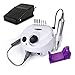 Besmall Electric Nail Drill Manicure Pedicure File Acrylic Kit Set Bits Gel Polish White (main control machine) & Sliver (hand piece) Plus Foot Petal