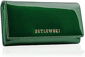 Betlewski® skórzany portfel damski ROYAL z prawdziwej skóry | z ochroną RFID | idealny na prezent dla niej | kolor: zielony