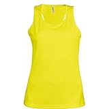 Espalda estilo nadadora. Kariban Proact- Camiseta de deporte de tirantes para chica/mujer (Mediana (M)/Amarillo fluorescente)