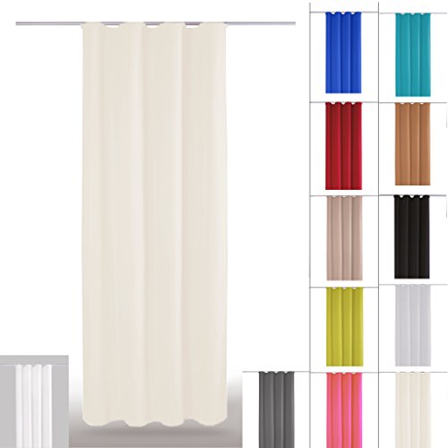 Dekoschal Gardine blickdicht Universalband Kräuselband Microsatin, Auswahl: beige - creme 140 cm 245 cm