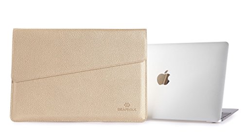 SunSmart Einfache Umschlagart 13.3-Zoll-Laptop-Leder Schutzhülle Tasche mit Magnetverschluss für MacBook Air 13.3“(golden) - 8