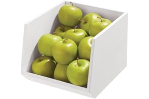 INTERDESIGN iDesign Caja organizadora con abertura frontal, organizador de armarios de cocina de madera de paulownia para estantería o despensa, bandeja organizadora versátil, blanco