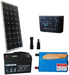 Kit Solar Cabin Base 150W 12V Panel Mono Inverter 1000W Controller Battery 100Ah