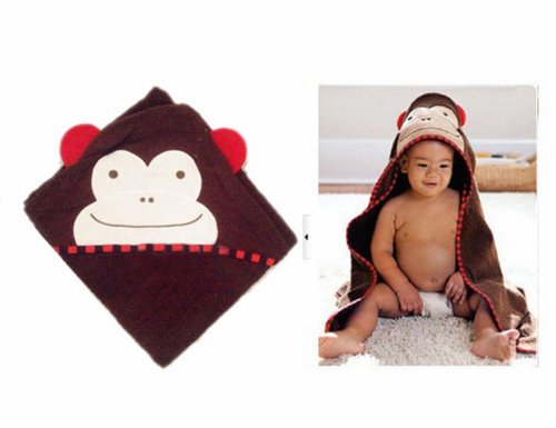Cute Baby Child Toddler Girl Boy Cartoon Monkey Shaped Bathrobe Hooded Bath Towel Washcloth