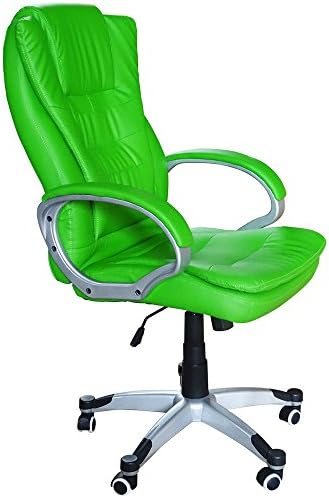 Giosedio BSU Comfortable Office Computer Chair,, Leather, elegant looking office chair. Soft armrests and ergonomic shape of backrest. (Green)