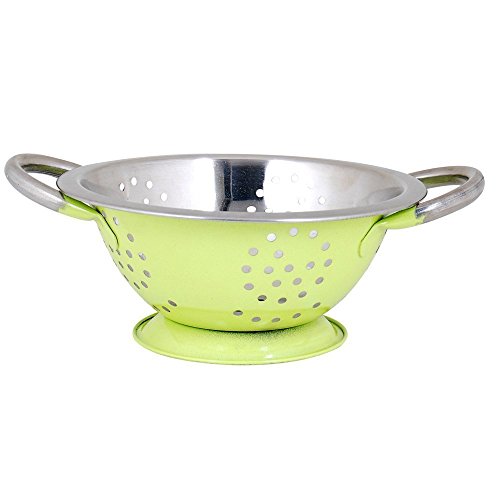 Kosma Twin Handle Colander | Nudelsalat Gemüsesieb in glänzender Limone grüne Farbe, Größe 18cm | Designer Küchenzubehör
