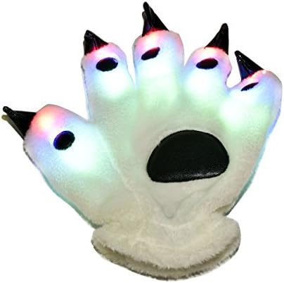 LED Gloves, DAXIN Bear Paw Claw Gloves with Colorful Flashing Lights for Rave Led Game, Fancy Costume Party, Recreational Activity Performance