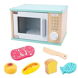 NESTA TOYS Wooden Microwave Oven Set | Kitchen Set Toy | Play Food | Pretend Play Toys for Kids