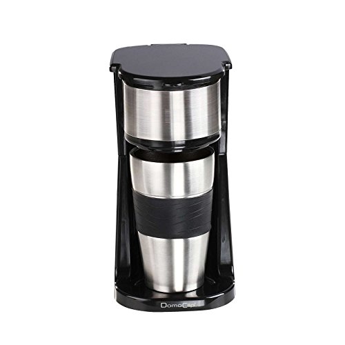 1-Tassen-Kaffeemaschine mit Thermobecher Edelstahl (Büro-Kaffeemaschine, Thermosbecher, 750 Watt, für Kaffeepulver oder Pads, Kaffeeautomat, schwarz) - 3