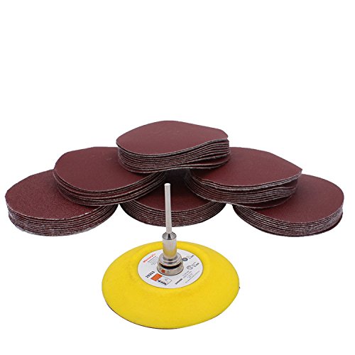 Abrasive Tools 61pc/set 75mm Sander Disc Sanding Disk 80-600 Multi Grit Sand Paper with 3 inch 6mm Polish Pad Plate for Polish Accessories