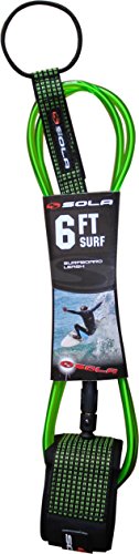 SOLA Leash de Surf - Vert, 1,8 m, 7 mm