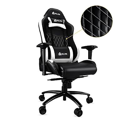 KLIM eSports - Chaise Gamer Très Haute Qualité - NOUVEAU - Finitions Soignées - Ajustable - Coussins Blanc