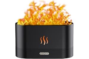shnookz Flame Essential Oil Diffusers,180ml Flame Humidifier Aroma Diffuser with Flame Night Light, Aromatherapy Colorful Diffuser Fire for Home Office Bedroom with Auto-Off Protection (Black)