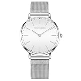 Pagani Design Damenuhr mit Quarzkristall - Wasserdichte Damenuhr - Elegante Damenuhr mit Edelstahlarmband - Analoge Damenuhr - Silber