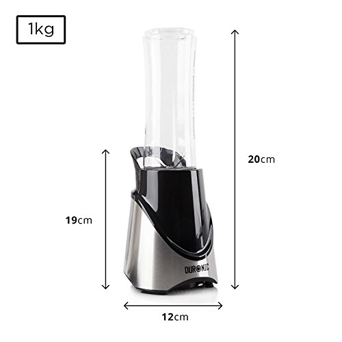 Duronic BL3 /SS Mix & Go Sportmixer für Smoothies, Proteinshakes und Sportgetränke – 300W Mini-Mixer – inklusive 2 x 600ml BPA-freien Flaschen – in schwarz - 2