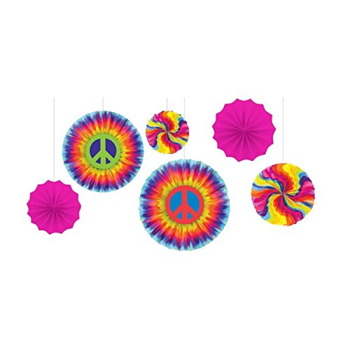 Amscan 60er Groovy Papier Fan Dekorationen - 2