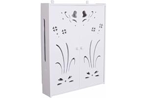 OMGMTSTORE Soporte para Enrutador Montado En La Pared Estantes Flotantes Caja De Almacenamiento WiFi Caja De Almacenamiento De Escritorio para Rack De Enrutador Hider (Color : White-B, Size : 50x42x10cm)