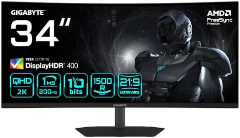 Gigabyte GS27FC2 Monitor Gaming Curvo 27" FHD - 1920 x 1080, 240Hz, 1ms, 350 cd/m², HDR Ready, HDMI 2.0, Displayport 1.4