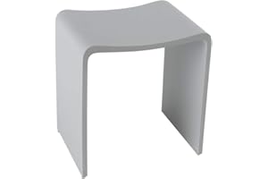 ‎FOUR & MORE Four & More Badhocker Duschhocker Sitzhocker Duschstuhl Duschsitz Luxusbadhocker Design Kunststein Spa aus hochwertigem Solid Stone/Mineralguss/Kunststein Modell 'Rom', Oberfläche:Grau Matt