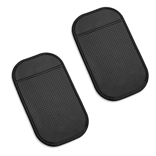SunnyClover Car Non-Slip Pad Mat Multi Purpose Car Dashboard Sticky Pads Mobile Phone Holder Grip Mat Reusable Car Dashboard Holder for Mobile Phones, Glasses 2 Pcs Black