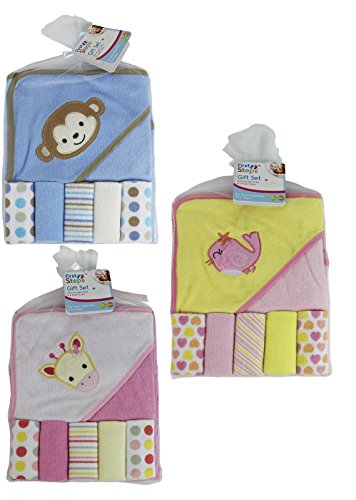 First Steps Hooded Baby Towel (5 Wash Cloths Set)