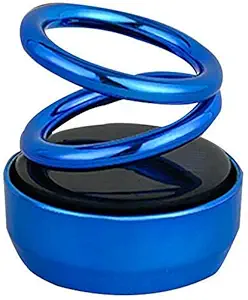 ZOOOMY Solar Dashboard Idol Ring Car Decoration Air Freshener Automatic 360 Degree Solar Rotating Perfume Double Ring - Blue