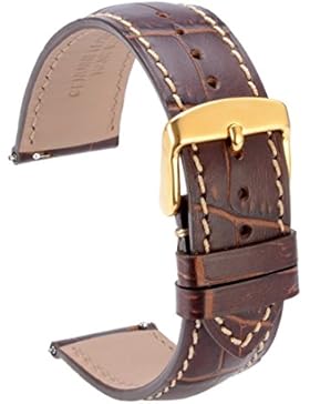WOCCI Quick Release Uhrenarmbänder 22mm Braun Alligator Geprägt Leder Armbanduhr Bands mit Gold Schnalle