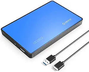 ORICO 2.5 USB3.0 SATA External Hard Drive Enclosure for 9.5mm 7mm 2.5 Inch SATA HDD and SSD Tool-Free UASP Supported - Blue