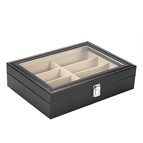 Étui À Lunettes De Soleil 8 Slots Boîte De Rangement Lunettes Avec Miroir Verre Stockage Et Présentation Des Lunettes