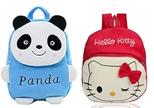 Blue Tree Kids School Bag Soft Plush Backpack Combo Cartoon Bags Mini Travel Bag for for Girls Boys Toddler Baby (Pack of 2)