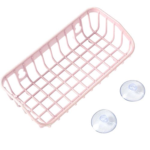 CHIC*MALL Sink Shelf Drain Basket Double Suction Cup Kitchen Drainage Shelf Multifunctional Sponge Storage Rack (Pink)
