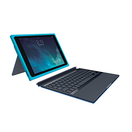 Logitech Blok Schutzhülle (für Apple iPad Air 2, integrierter QWERTZ Tastatur) knickenten/blau