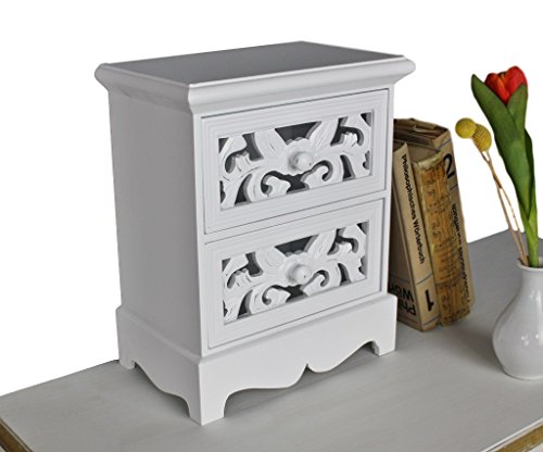 elbmöbel Kommode klein H35 x B29 x T16cm Schmuckkommode antik Holz weiß Landhaus Tischkommode Schränkchen