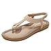 Produktbild SHE.White Damen Sandalen Zehentrenner Bohemian Schnallenriemen Flach Sandaletten Sommer Strand Schuhe Gummiband Sommerschuhe Flip-Flop