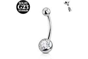 AceFun Kolczyk do pępka, 8/10/12/14 mm, dla kobiet, 1 sztuka, 14 G, solidny tytan, kolczyk do pępka, biżuteria do piercingu ciała, z krótkim prętem, zakrzywiony kolczyk do pępka