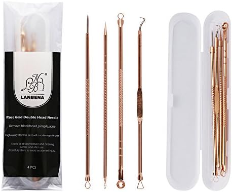 Blackhead Remover Tool Kit 4PCS - Blackheads Extractor Tweezer, Whitehead Acne Comedone Pimple Popper Tool for Facial Skin Spot Remover Tool- Acne Pimple Comedone Extractor