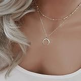 collar media luna invertida Cerrado con un cierre de langosta firme y la longitud del collar se puede ajustar adecuadamente con la cadena extendida para satisfacer tus necesidades.