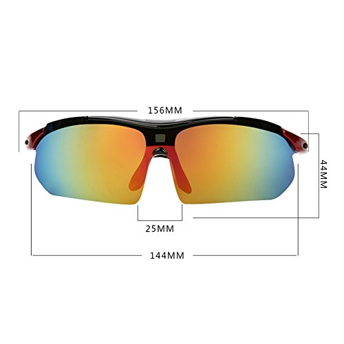 Radbrille Polarisiert Sportbrille QHUI UV400 Outdoor Biegbaren Nasenbügel mit 5 Wechselbare Linsen für Skilaufen Golf Radfahren Laufen Angeln Baseball - 4