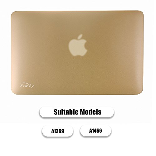 tinxi® Zweiteilige Matte Gummierte Harte Schutzhülle für Apple Macbook Air 13,3 Zoll Hülle Cover Schale Schutz Hülle Tasche Etui Case Shell Hard Plastik transparent mattiert gold - 2