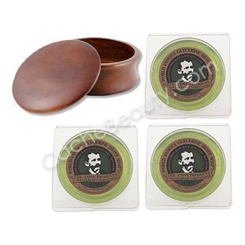 Three Lime Shave Soaps And Kingsley Shave Bowl Dark Wood by Kingsley