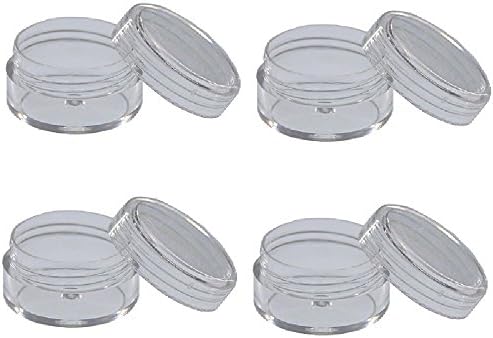 Xpork 4 PCS Clear Travel Pots 10ml Portable Empty Plastic Makeup Jar Pots For Cosmetics Powder Mineral Blusher Foundation
