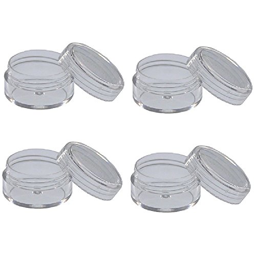 Xpork 4 PCS Clear Travel Pots 10ml Portable Empty Plastic Makeup Jar Pots For Cosmetics Powder Mineral Blusher Foundation