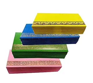 IMTION ( Pack of 75 Pcs ) Flower Designer Money Envelope, Shagun Envelop, Wedding, Engagement, Any Occasion Cash Gift Money Cover Made with Card Paper Sheet 7.4 X 3.8 inch Assorted Colors