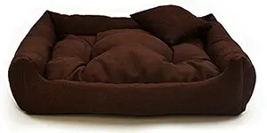 Gorgeous Velvet Touch Reversible Ultra Soft Dual Sofa-Style Dog Bed with Pillow (Small)