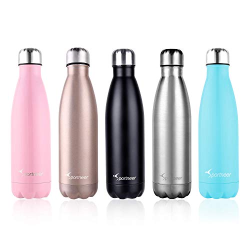 Sportneer® Portatile Borraccia in Acciaio Termica, 500ml Bottiglia Sportive Thermos, Facile da Pulire